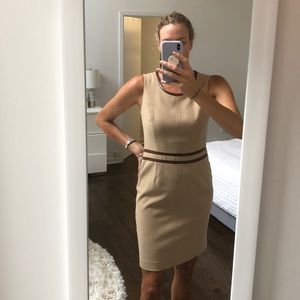 Tan and brown leather dress from Anne Klein